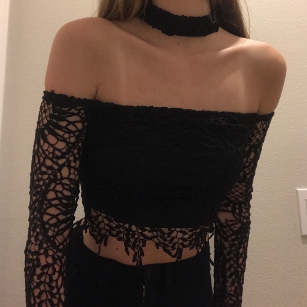 Seek The Label Black Lace Shirt With Choker